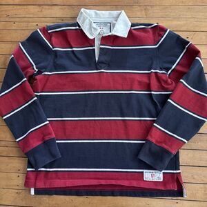 Vintage y2k Abercrombie & Fitch Polo Rugby Stiped Collard Long Sleeve Size M